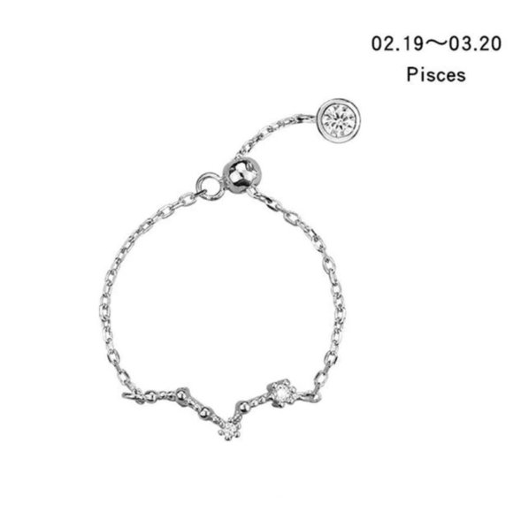Sterling Silver Zodiac Resizable Ring-Pisces A - Picture 1 of 7